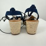 a.n.a  Womens Dukes Heeled Sandals Denim size 7.5 NWT Platform Raffia Ankle Strap Photo 5