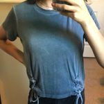 American Eagle Gray Lace Up Crop Top Photo 1