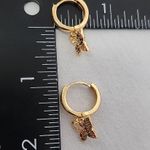 Gold Filled Huggie Hoop Earrings Multi Color Pave Butterfly Charm Photo 6
