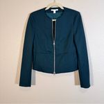 Hugo Boss  Green Micro Plaid Zip Up Blazer Jacket Women 4 Dark Academia Old Money Photo 10