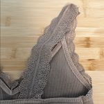American Eagle  Size Extra Small XS Women's Teen Girl Lace Trim Ribbed Tan Top Photo 2