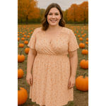 Luxology Wrap Top Popover Flutter Sleeve Knee Length Dress 2X Fall Autumn Casual Photo 1