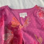 Destination 365 women's large Vibrant Pink Orange Floral Dress Swiss dot guest Photo 3