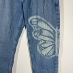 Arizona Vintage Jean Women Size 30 Butterfly Print Med Wash Relaxed Straight Photo 4