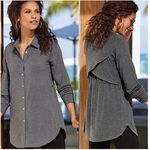 Soft Surroundings Soft‎ Surroundings Top Women Small Gray Cool Breeze Jersey Knit Shirt Button Up Photo 1