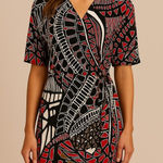 Cato  Modern Tribe in Bossa Nova Multicolor Geometric Print Wrap Dress NWT Photo 0