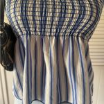 Teenbell White Blue Pinstriped Strapless Peplum Top Size undefined Photo 3