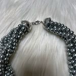 Faux pearl gray cluster layered chunky statement necklace Photo 4