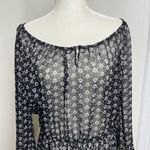 Olsenboye  Sheer Dress Woman’s size XL Keyhole Neck Elastic at waist Black White Photo 1