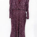 Mac Duggal Mahogany Long Sleeve Sequin V-Neck Trumpet Formal Gown Size 16 Photo 2