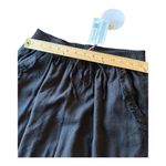 Umgee  Linen Blend Frayed Edge Elastic Waist Pull-on Ankle Pants Black Medium Photo 3