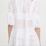 Playa Lucila white eyelet mini dress cover up, ellbow length puff sleeves,size M Size M Photo 2