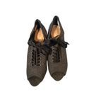 LC Lauren Conrad Lauren Conrad Gray Wool Ribbon Laces Open Toe Ankle Booties Women Sz 6.5 Photo 2