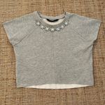 ZARA  Sweatshirt Jeweled Neckline Necklace Crop Top Small Photo 0