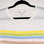 LC Lauren Conrad 100% Cotton White Pastel Stripe Front Tee Photo 1