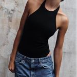 ZARA Black Sleeveless Bodysuit with Cut Out Fitted Style Photo 0