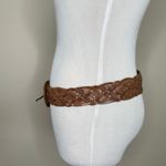 Tan Brown Woven Leather Wide Belt Vintage 38" x 2" Photo 2