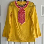 Tory Burch Women’s Yellow Tunic with Neck Sequins-like Design Photo 0