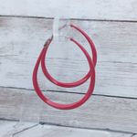Vintage Stud Earrings Elongated Red Twisted Hoops 2" Large Photo 2
