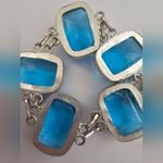 Blue Topaz Gemstone 925 Silver Bracelet Photo 2