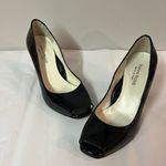 Taryn Rose  ‘Fierce’ Peep-Toe Mid-Heel Pump in Black Patent Leather A9 Photo 1