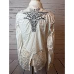 Roar Western Shirt large Signature Cowgirl Rodeo Pageant Blouse White Lace Bling Photo 1