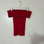 GRLFRND  Crystal Red Off-Shoulder Ribbed Knit Top Size M | Valentine Holiday Photo 1