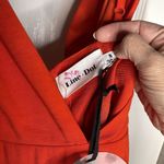 Line and Dot  Vaughn Orange Red Plunge Neckline Jumpsuit Women’s Size S Photo 3