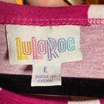 LuLaRoe Melissa Fuchsia Pink and White Polka Dot Shark-bite Hem Top Size Large Photo 2