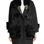 Kobi Halperin X Erte Anisa Fox and Rabbit Fur Combo Coat w/ Crystal Brooches L Black Size L Photo 15