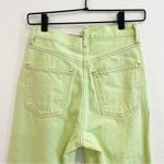 AGOLDE  Jeans Womens 24 Green Criss Cross Straight Button Fly Raw Hem‎ Denim EUC Photo 5