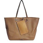 Rebecca Minkoff Perforated Large Tote Shoulder Bag Tan w Detachable Zip Pouch Photo 1