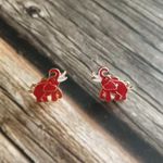 Red Enamel Elephant Earrings Alabama Crimson New Photo 6