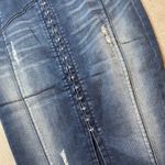 Bebe Vintage Distressed Latch & Hook Denim Pencil Skirt Slit 90s 4 Grunge Jean Photo 1