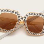 Oversized Rhinestone Square Sunglasses Photo 0