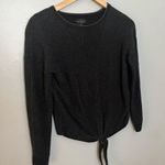 Lucky Brand Black Ribbed Drop Shoulder Tie Front Sweater Size Small Photo 2