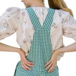 PLANTE Women's Green Gingham Overalls Jumpsuit Size L Made in USA Size L Photo 12