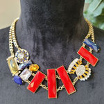 Women's Statement Multicolor Gemstone Necklace With Gold Chain And Lobster Lock Photo 0