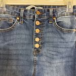 Celebrity Pink  Flare Jeans Womens Sz 5/27 Button Fly Hi-Waist Raw Hem Medium Blu Photo 3