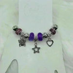 Cute Bracelet With Butterfly & Star Charms Purple Photo 3