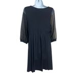 Indies Technical Jersey Fabric Sheer Sleeves Black Dress Sz. 4 Photo 2