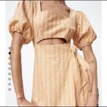 ZARA  Stripped Puff Sleeves Cutout Dress Photo 6