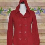 Effeci Ladies Red Double Breasted Hooded Cardigan Sweater Size S PS Cozy Photo 0