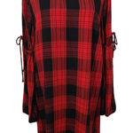 BeachLunchLounge Red Plaid Sheath Dress Size Medium Red and Black Mini Dress Photo 0
