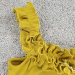 Illa Illa Babydoll Top Womens Medium Yellow Ribbed Knit Tank Top Ruffle Strap Photo 3