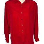 Vintage 80s Longhorn by Niver Western Wear red button front shirt size large Photo 0