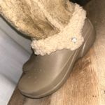 Crocs Nadia Women’s Taupe Faux Fur Lined Pull On Tall Boots Shoes Size 9 Photo 1