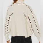 Ba&sh  Eba Turtleneck Cable Knit Wool Blend Pullover White Cream Red Size M Photo 3