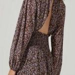ASTR ππ Mock Neck Smocked Waist Maxi Dress ~ Brown & Purple Ditsy Floral M NWT Photo 1