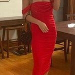 Amazon Elegant Red Off-Shoulder Dress Photo 0